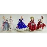 Royal Doulton Lady Figures: Christmas Day 1999 HN4214, Single Red Rose HN3376,