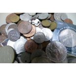 A collection of vintage coins: including commemorative coins, silver,