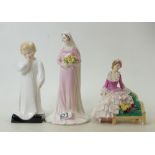 Royal Doulton figure The Bride HN1600: (hairlines to base and bottom of dress),