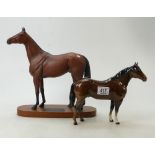 Beswick connoisseur model of Red Rum: on wooden base 2510 together with Quarter Horse 2186(2)