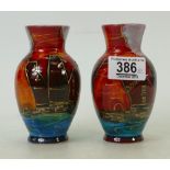 A Pair of Anita Harris Potteries Past Bottle Neck Kiln Vases: A Pair of Anitia Harris Potteries