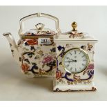 Masons Mandaley patterned Mantle Clock: together with decorative kettle,