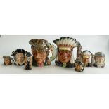 A collection of Royal Doulton Character Jugs in Large & small sizes (8)