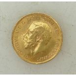 Gold HALF sovereign coin 1915: