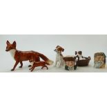 Beswick & Royal Doulton pottery: Beswick large and small fox,