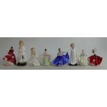 A collection of small Royal Doulton figures to include: Darling, Fairlady, This Little Pig, Bedtime,