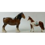 Beswick skewbald pinto pony 1373: together with 818 shire horse(2)