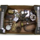 A collection of metalware items: including brass and copper bugle, cigarette cases, ashtrays etc (