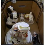 A pair of Beswick Staffordshire dogs, Beswick Little Loveables Clown, Royal Doulton Bass Drummer