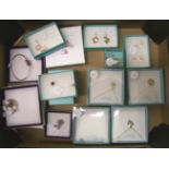 A quantity of boxed sterling silver necklaces and ear rings (15).