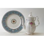 Royal Albert Tranquility teapot: together witha Wedgwood Florentine plate (2)