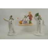 Coalport The Snowman figures: The Greating, The Wrong Nose & Soft Landing(3)