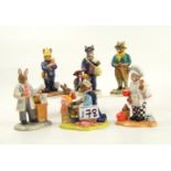 Royal Doulton Bunnykins figures: Nurse DB375, Doctor DB381, Chef DB379, Fireman DB376, Scout