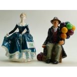 Royal Doulton Character figure Balloon Man HN1934: together with lady figure Janine HN2481(2)