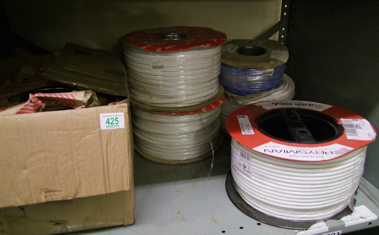 A quantity of reels of cables/wire.