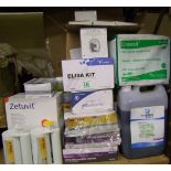 A quantity of medical items: disposable gloves, dressings, food tolerance kits, inhalers etc.