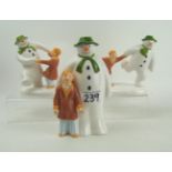 Coalport The Snowman Figures: The Adventure Begins, Dancing at the Party & Snowman and James