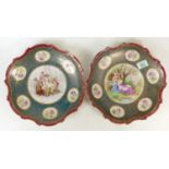 Pair of Vienna style large dishes by Kaufmann: Pair 20th century Vienna style porcelain shaped