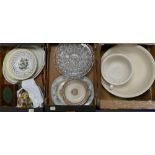 A mixed collection of items to include: 19th Century Earthen ware meat plate, similar server,