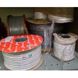 A quantity of reels of cable and wire.