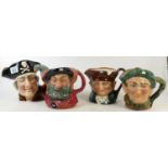 Royal Doulton Large Character Jugs Old Mac: Falstaff, Long John Silver D6333 and Damaged Paddy (4)