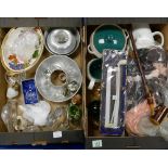 A mixed collection of items to include: Denby storage jars, decorative glass oriments, early smoking