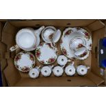 Royal Albert Old Country Rose patterned part tea set: including tea pot