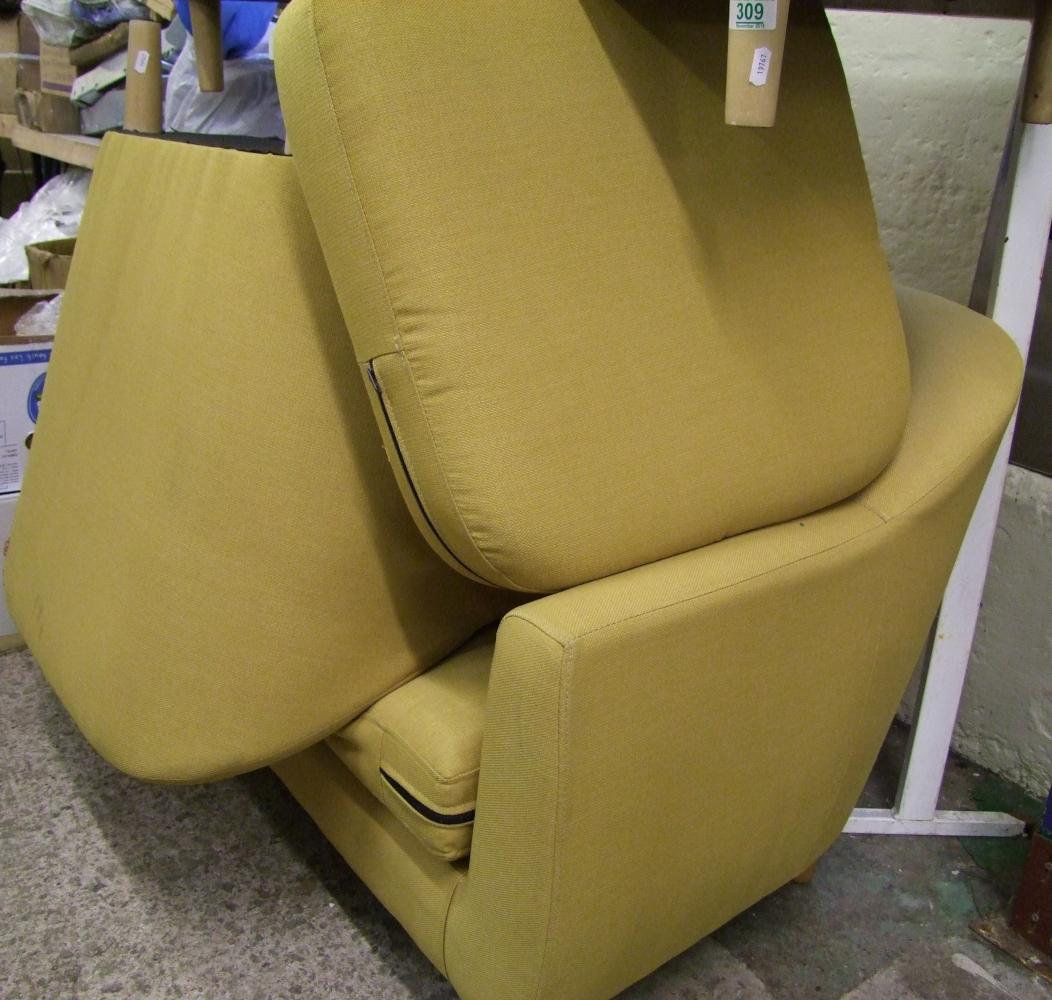 A two seater sofa: together with a matching tub chair in mustard (2)