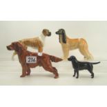 A collection of Dog figures to include: Beswick Boxer Dog 1202, Afgan Hound 2285, Labrador 1956 &