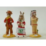 Royal Doulton Bunnkins figures: Cowboy DB201, Indian DB202, both boxed with certs and the Judge