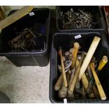A large mixed collection of hand tools: including spanners, wooden handled tools etc (3).