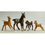 Beswick large shire foal: palamino foal, head down brown foal and a small palomino foal (chip to