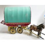 Large Hobbyist Made Bow Top Gypsy Caravan: matched with dressed Beswick 818 shire horse. Length