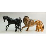 Beswick Lion: together with black beauty and foal and comical dog (4)
