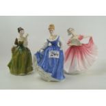 Royal Douton Lady figures: Kay HN3340, Fleur HN2368 & Elaine HN3307, all seconds(3)