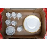A set of 6 Royal Doulton Royal Gold dinner plates: together with 6 Royal Albert Brigadoom cups and