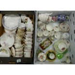 A mixed collection of item to include: floral decorated cups and saucers, similar part coffee set,