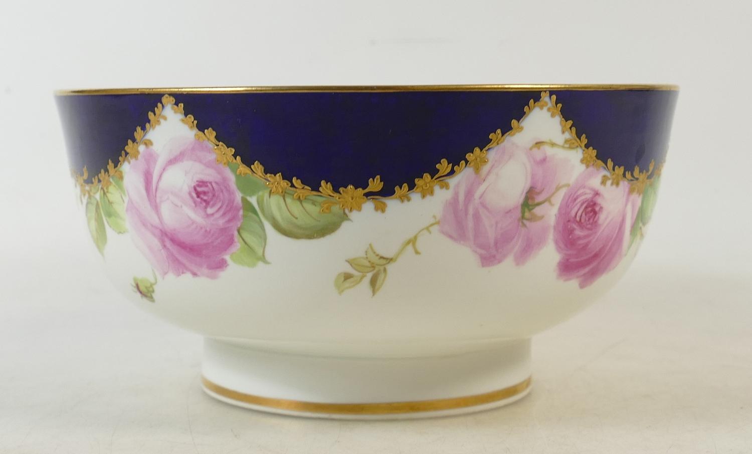 Cresent & Sons floral hand painted bowl: signed W. Birbeck, diameter 20cm