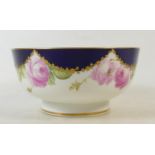 Cresent & Sons floral hand painted bowl: signed W. Birbeck, diameter 20cm