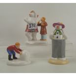 Coalport The Snowman Figures: Highland Fling, Building The Snowman & Dressing Up(3)