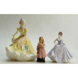 Royal Doulton Ninette HN2379: little nell and a Coalport figur Good luck (3)