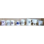 Group of commemorative mugs :Commemorative mugs by Aynsley, Royal Doulton, Royal Worcester & others,