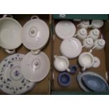 Wedgwood white coffee ware: Queensware sauce boat, jasperware jug and vase, Royal Doulton Yorktown