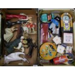 A collection of vintage toys and collectables: plus several resin and ceramic figures (some