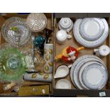 A mixed collection of items to include: silver plated candle stick, decorated glass ware, dinner