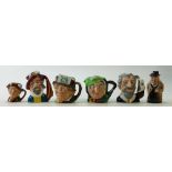 Royal Doulton Character jugs: Paddy,small Sairy Gamp, Arry, Small Winston Toby Jug and 2 similar