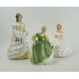 Royal Doulton Lady figures: Angela HN3690, Heather HN2956 and Fair Maiden(3)