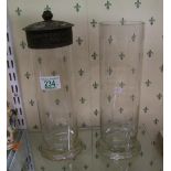 1920's Rowntree's Gums Glass display jar: with similar un lidded item(2)