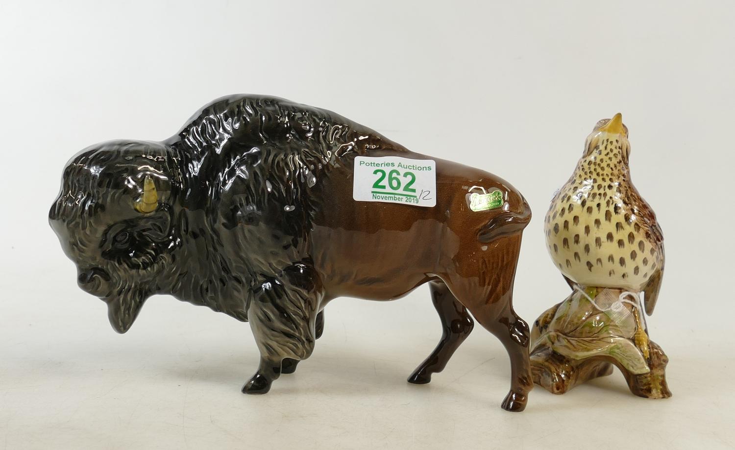 Beswick Bison: Model 1019 and a Song thrush 2308 (2)