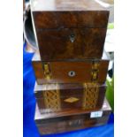 A collection of Walnut & Inlaid victorian boxes(4)